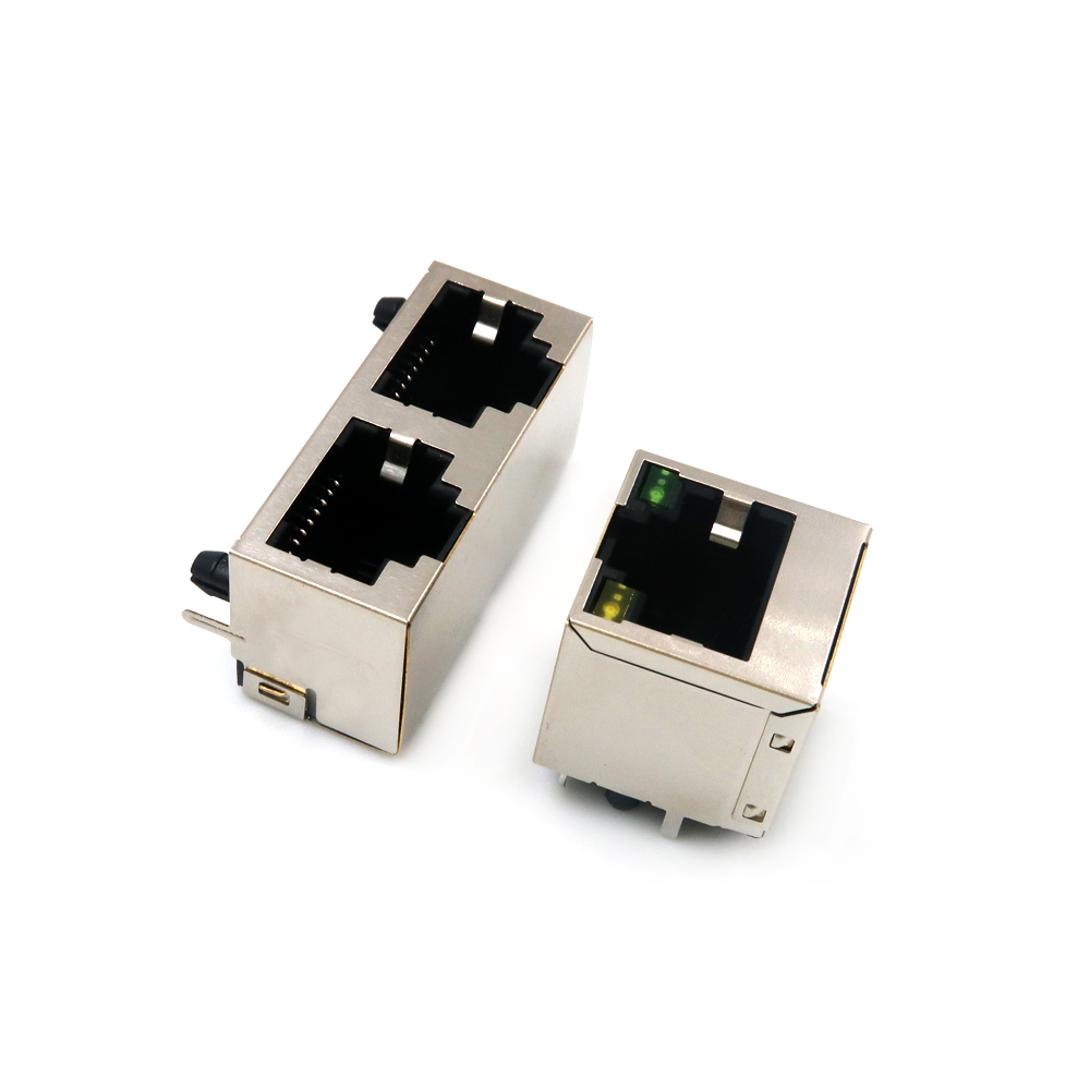 高品質 rj45 RJ45 模組化插孔 8P8C 連接器 rj45 直角帶 LED 帶閂鎖 1X1 端口母 rj11 插座連接器