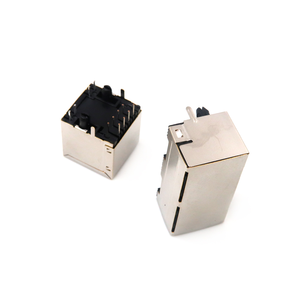 高品質 rj45 RJ45 模組化插孔 8P8C 連接器 rj45 直角帶 LED 帶閂鎖 1X1 端口母 rj11 插座連接器