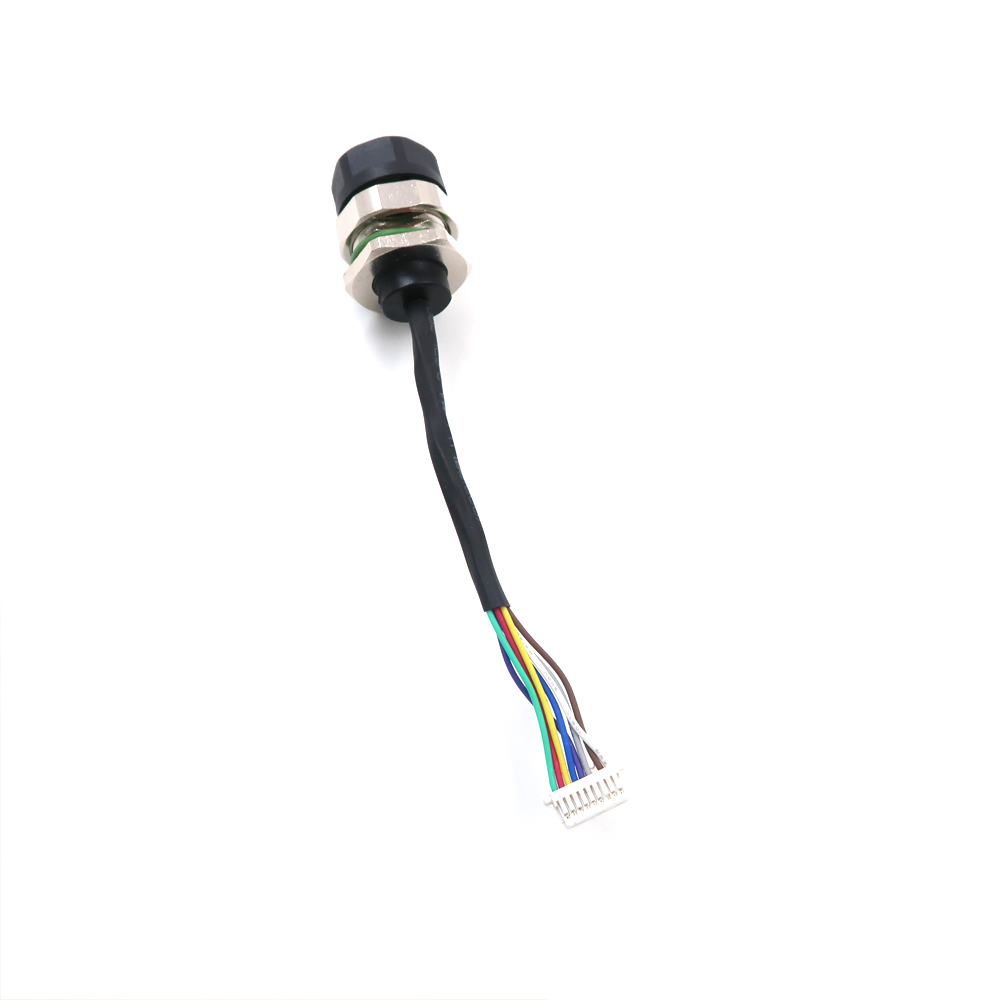 Conector M12 furo de 12 pinos macho codificado A montagem em painel de trava traseira conjunto de cabo de plugue de caixa de terminal JST