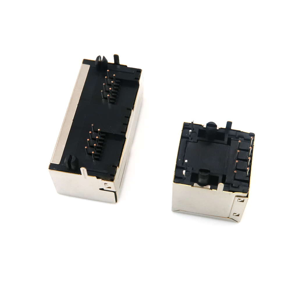高品質 rj45 RJ45 模組化插孔 8P8C 連接器 rj45 直角帶 LED 帶閂鎖 1X1 端口母 rj11 插座連接器