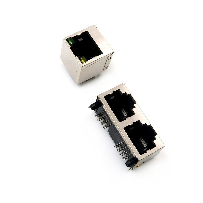 高品質 rj45 RJ45 模組化插孔 8P8C 連接器 rj45 直角帶 LED 帶閂鎖 1X1 端口母 rj11 插座連接器