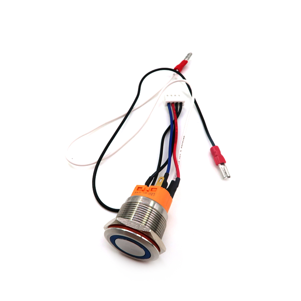 Vattent&auml;t metall sj&auml;lvl&aring;sande tryckknappsbrytarknapp DC 12V 12mm belyst switchkabelenhet