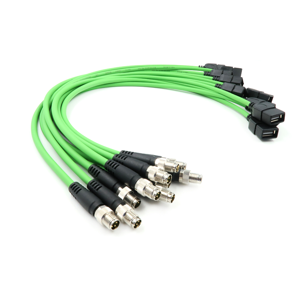 Plugue de avia&ccedil;&atilde;o el&eacute;trica &agrave; prova d'&aacute;gua M8 com metal personalizado e cabo USB