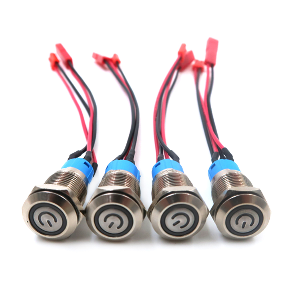 SYP JST 2,54 mm Stecker, wasserdichter Metall-Drucktastenschalter-Kabelbaum, Metall-Schaltstromkabelbaum