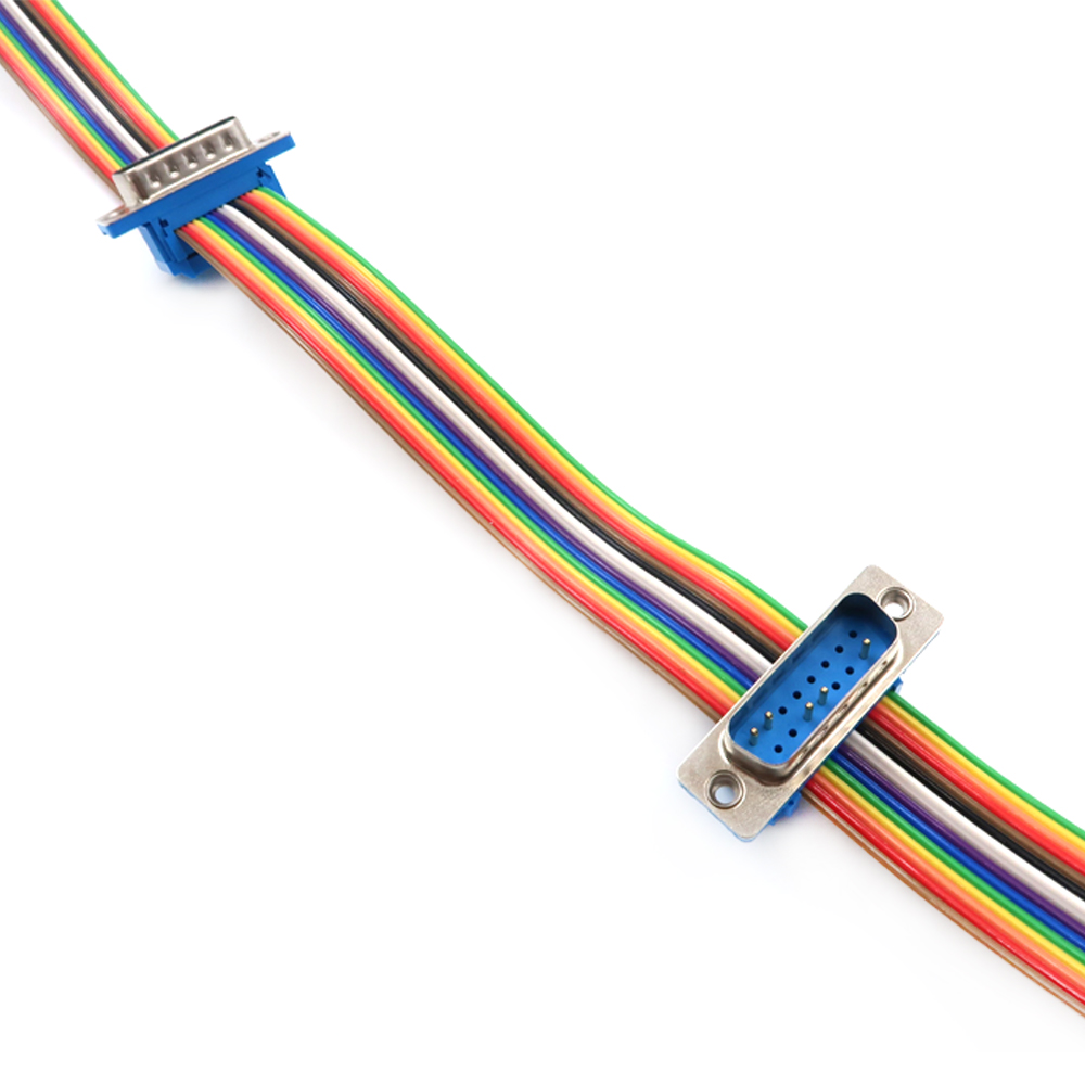DB9 DB15 DB25 DB37 DIDC Male To Female Connector IDC Flat Cable Extension Cable