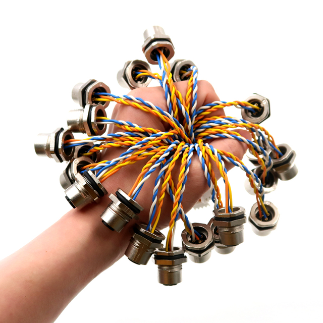 Montagem em painel traseiro masculino M12 IP67 com terminais de conectores de fio el&eacute;trico