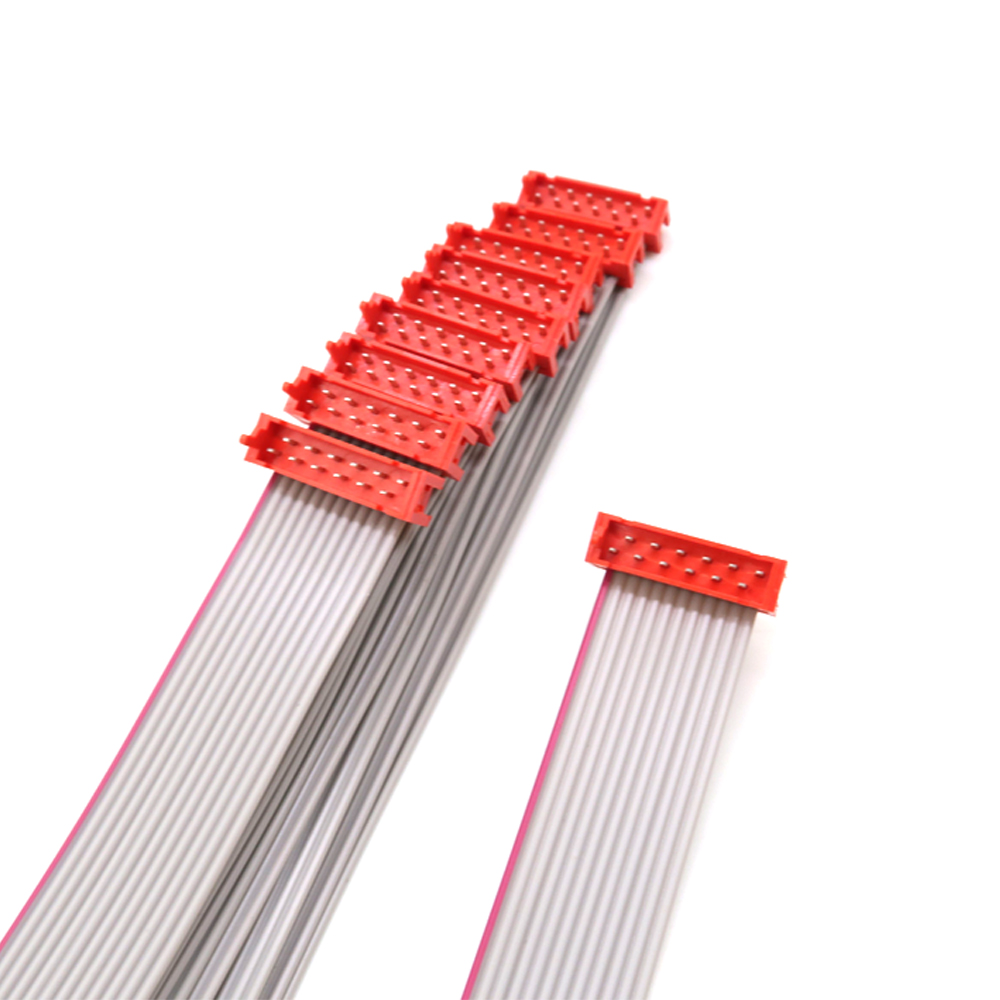 저렴한 빨간색 1.27mm 마이크로 커넥터 14핀 IDC 케이블 PVC 28AWG 평면 케이블