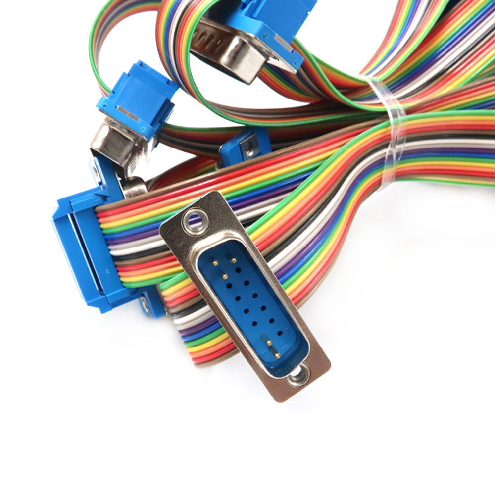 DB9 DB15 DB25 DB37 DIDC Male To Female Connector IDC Flat Cable Extension Cable
