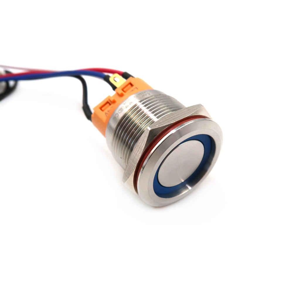 防水金属自锁按钮开关按钮 DC 12V 12mm 带灯开关电缆组件