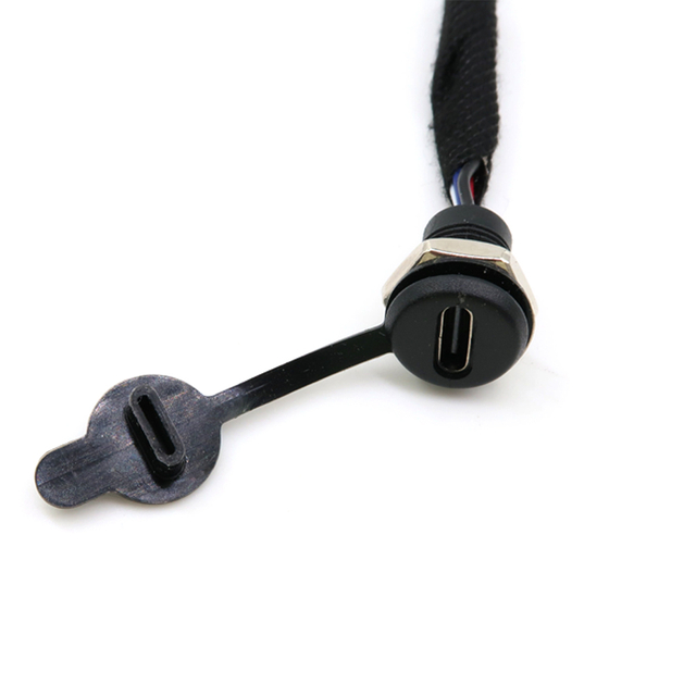 USB-C 4-poliger Hochstrom-Ladeanschluss mit PH2.0-Mutter, Schnappverschlussplatte, Typ-C-Buchse, wasserdichte Steckdose mit Kabel
